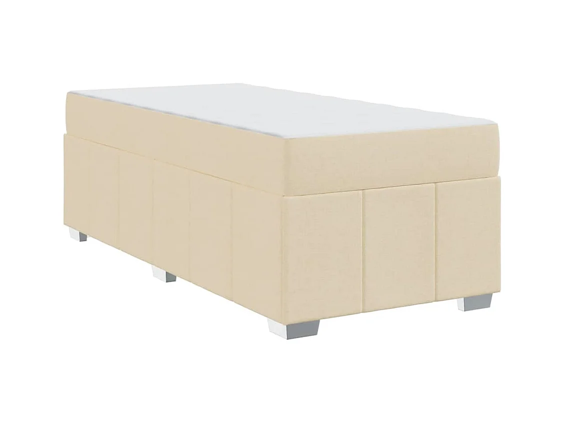 Cadre de lit avec matelas Crème 120 x 190 cm tissu