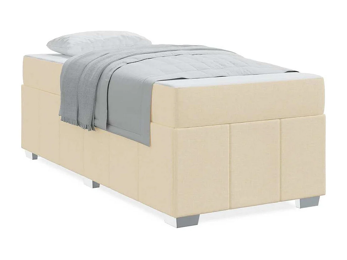 Cadre de lit avec matelas Crème 120 x 190 cm tissu