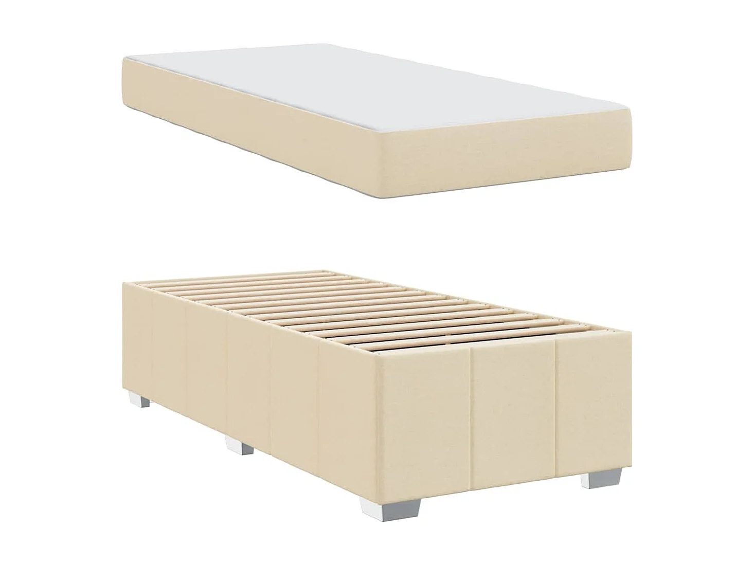 Cadre de lit avec matelas Crème 120 x 190 cm tissu