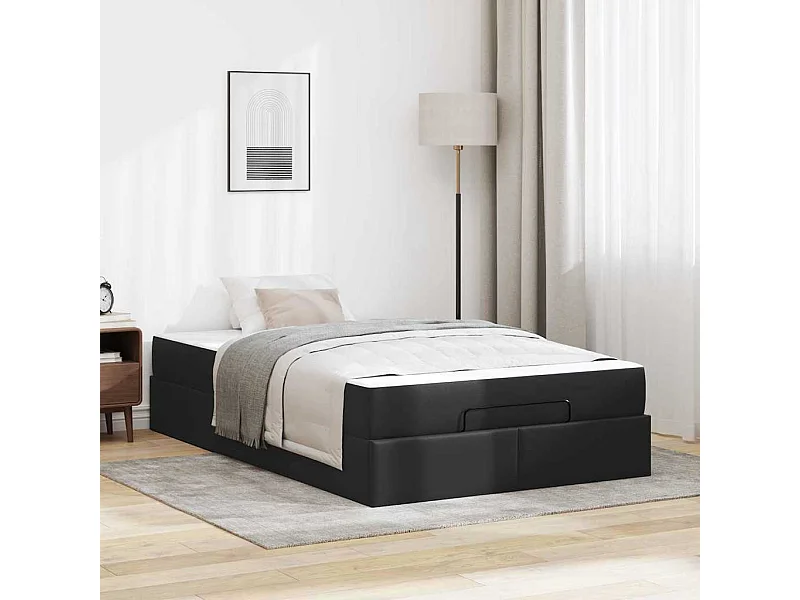 Cadre de lit avec matelas Noir 120 x 200 cm Faux cuir