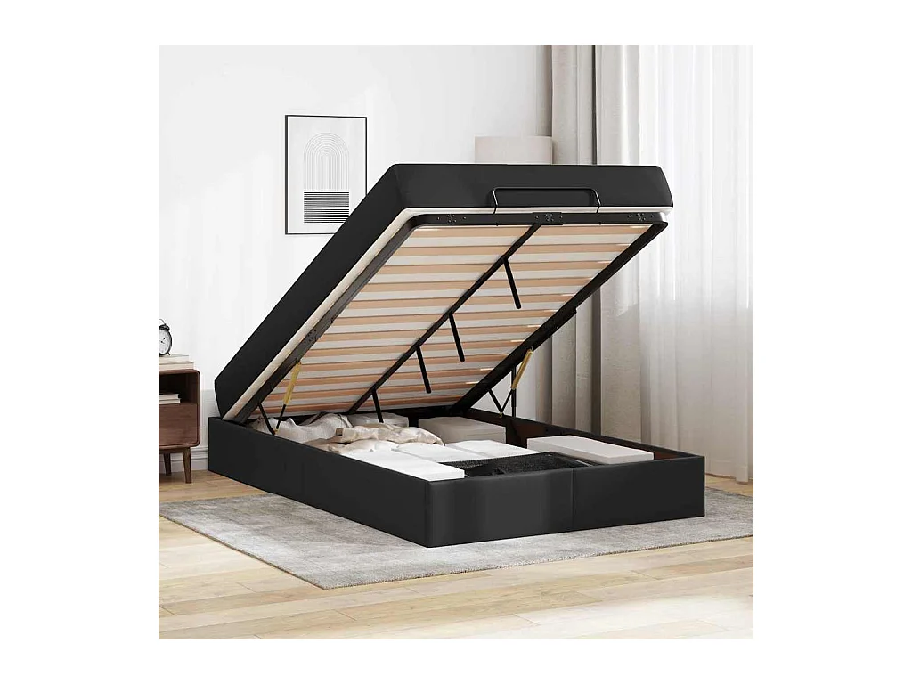 Cadre de lit avec matelas Noir 120 x 200 cm Faux cuir