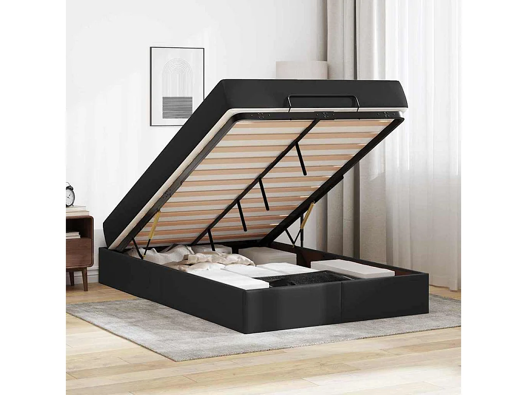 Bedframe met matras met matras Zwart 120 x 200 cm Kunstleer