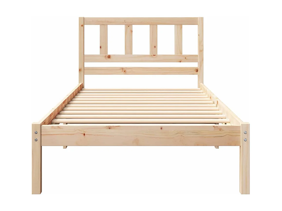 Estructura de cama Marrón 75 x 190 cm Madera maciza de pino