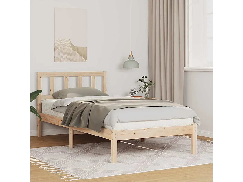 Estructura de cama Marrón 75 x 190 cm Madera maciza de pino