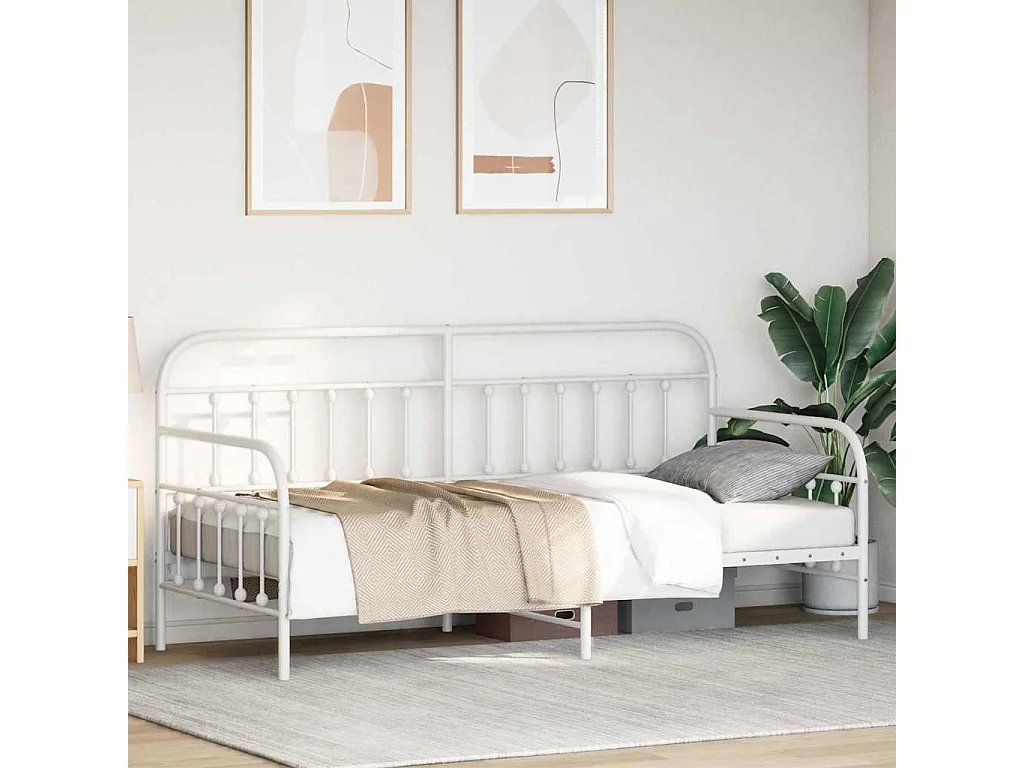 Bedframe voor een daybed met hoofdeinde Wit 90 x 200 cm Staal