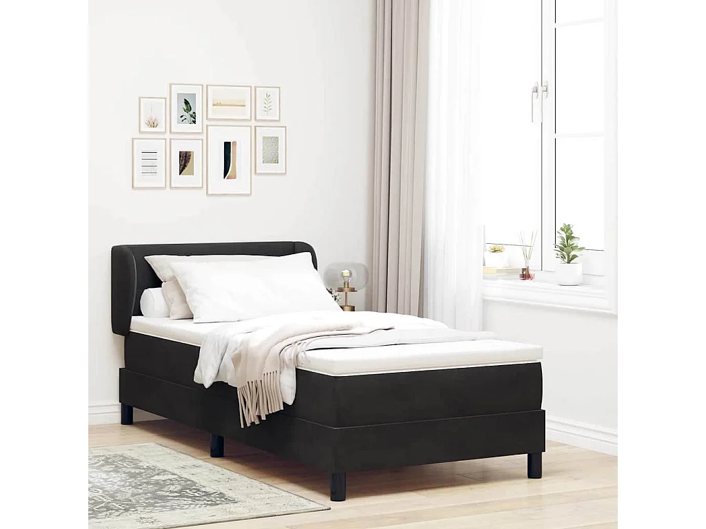 Cama con Somier y Colchón Gris Oscuro 80x200 cm Terciopelo
