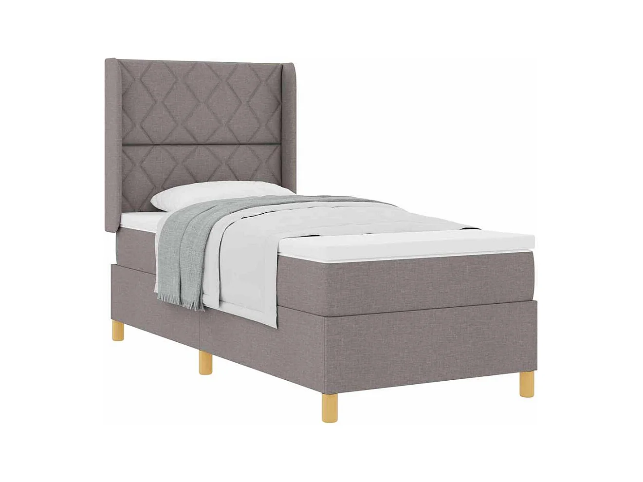 Cadre de lit avec matelas Taupe 100 x 200 cm tissu