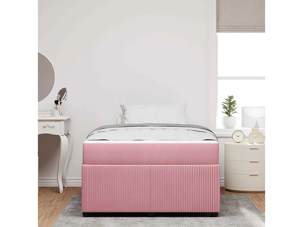 Cadre de lit avec matelas Rose 120 x 190 cm Velours