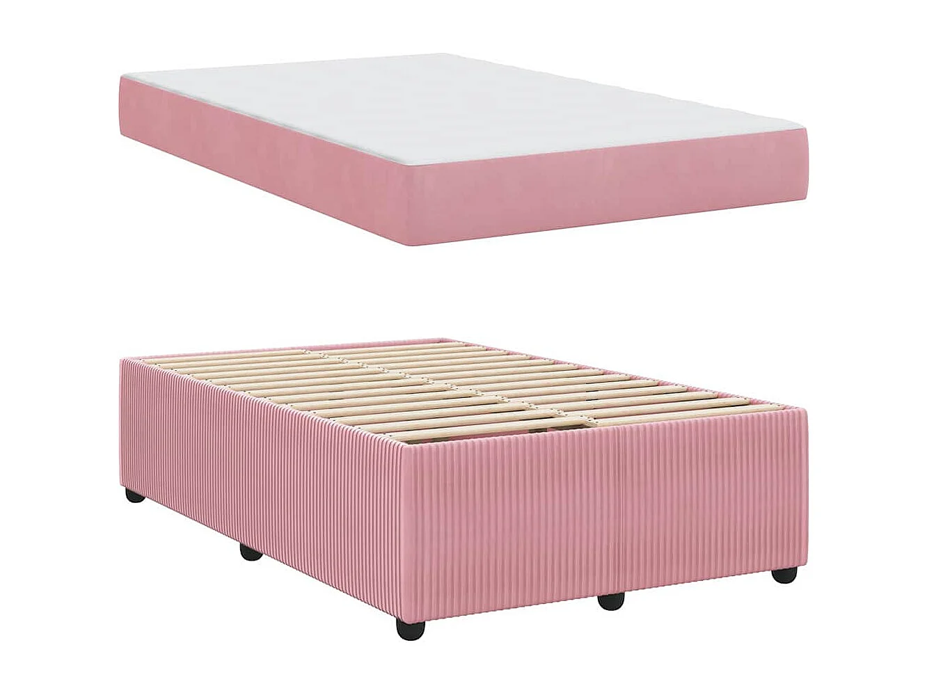 Cadre de lit avec matelas Rose 120 x 190 cm Velours