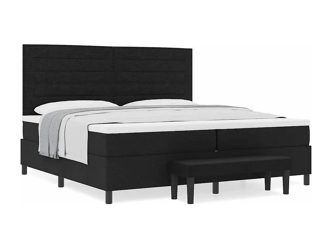 Cadre de lit avec matelas Noir 200 x 200 cm tissu
