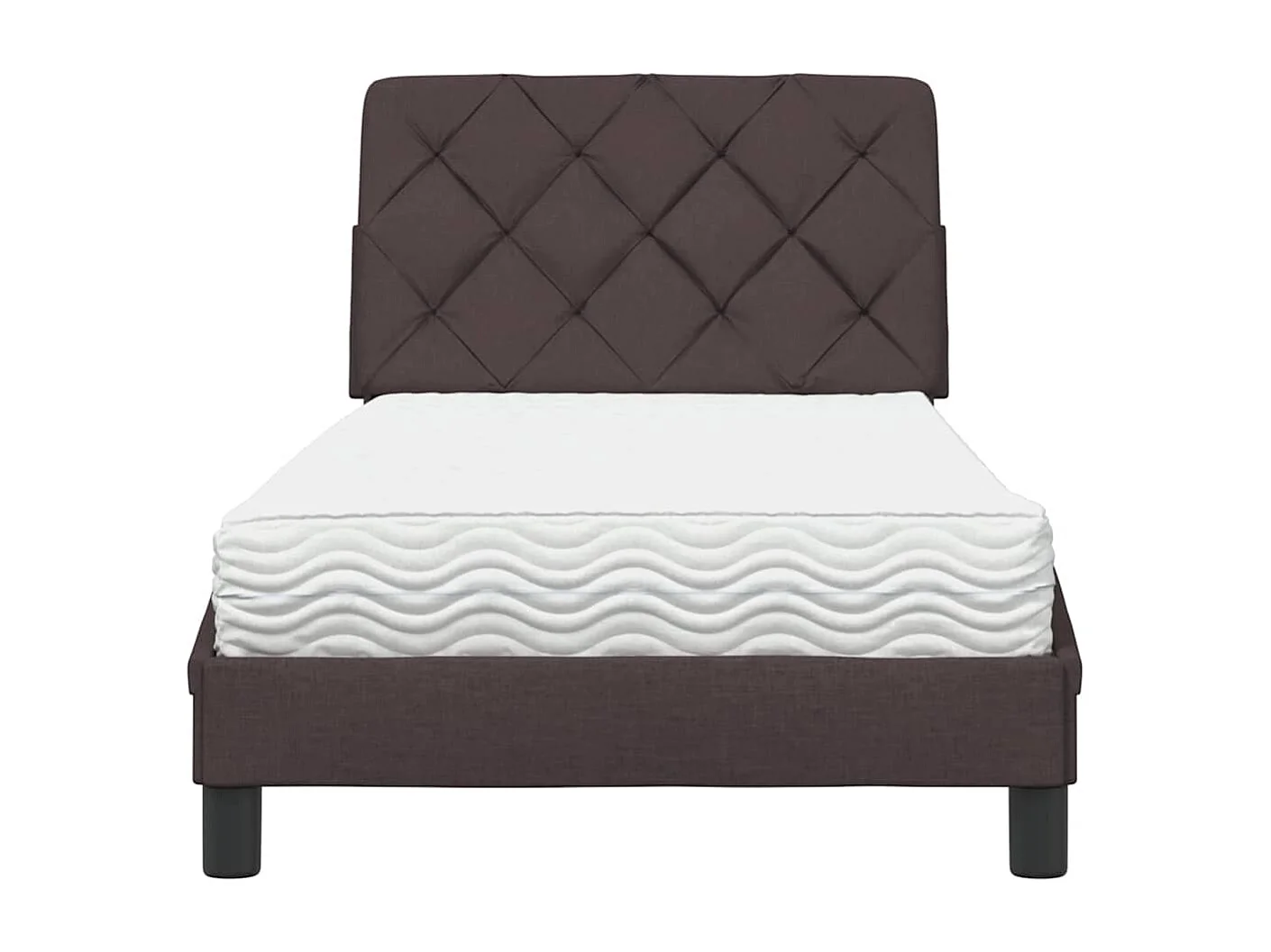 Cadre de lit avec matelas marron foncé 90x190 cm tissu