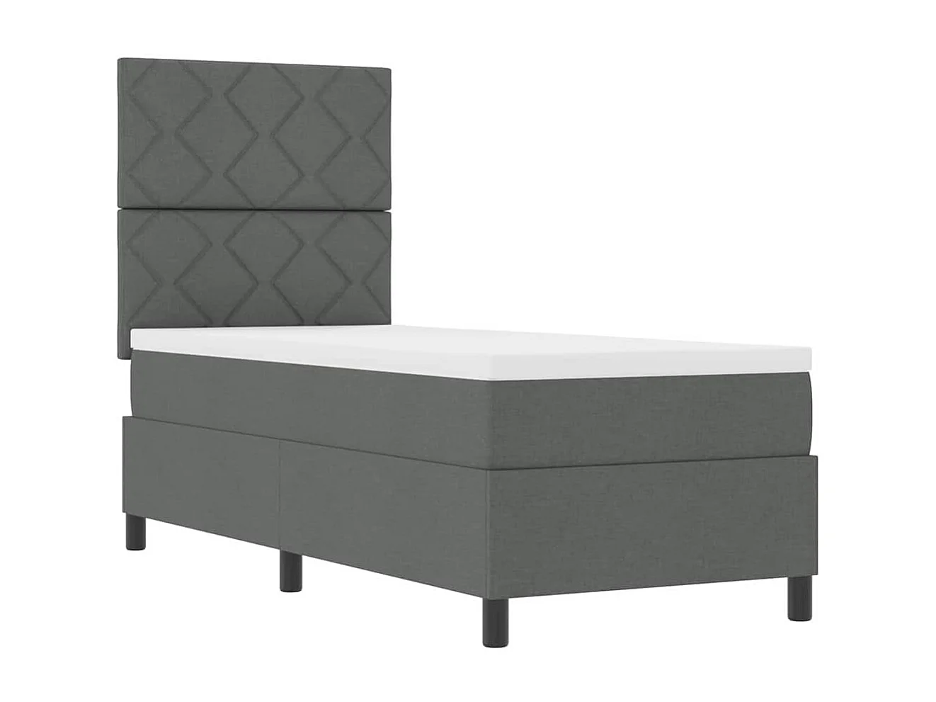 Cama tipo Box Spring con colchón Gris oscuro 80 x 200 cm tela