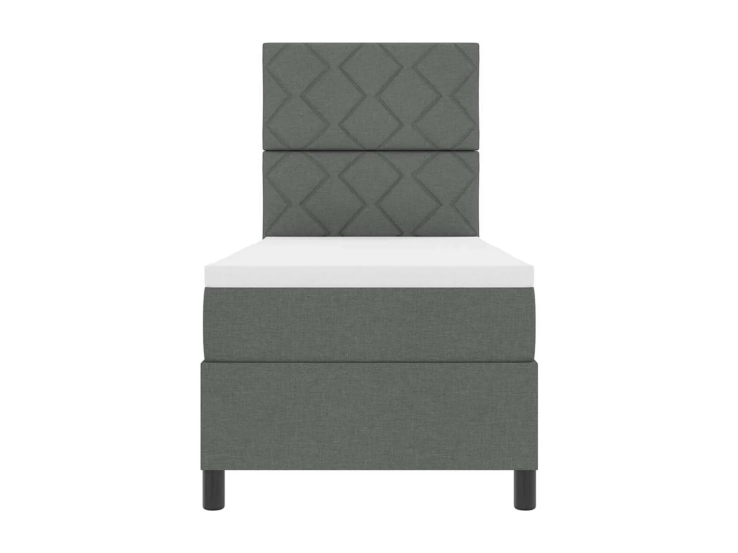 Cama tipo Box Spring con colchón Gris oscuro 80 x 200 cm tela