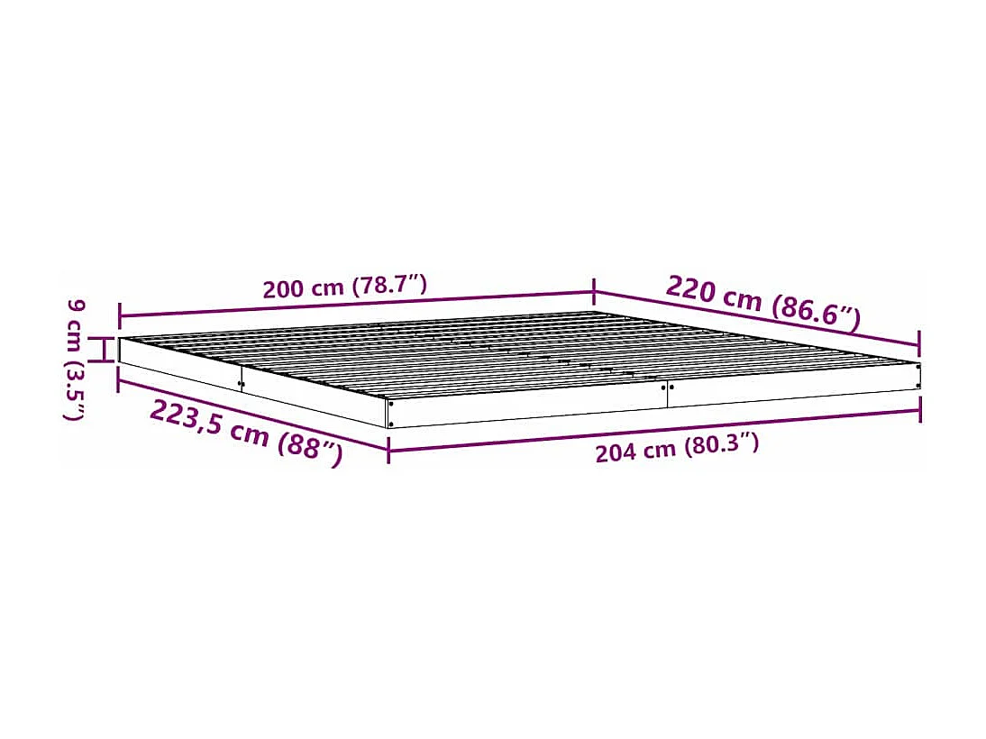 Estrutura de cama de chão Branco 200 x 220 cm