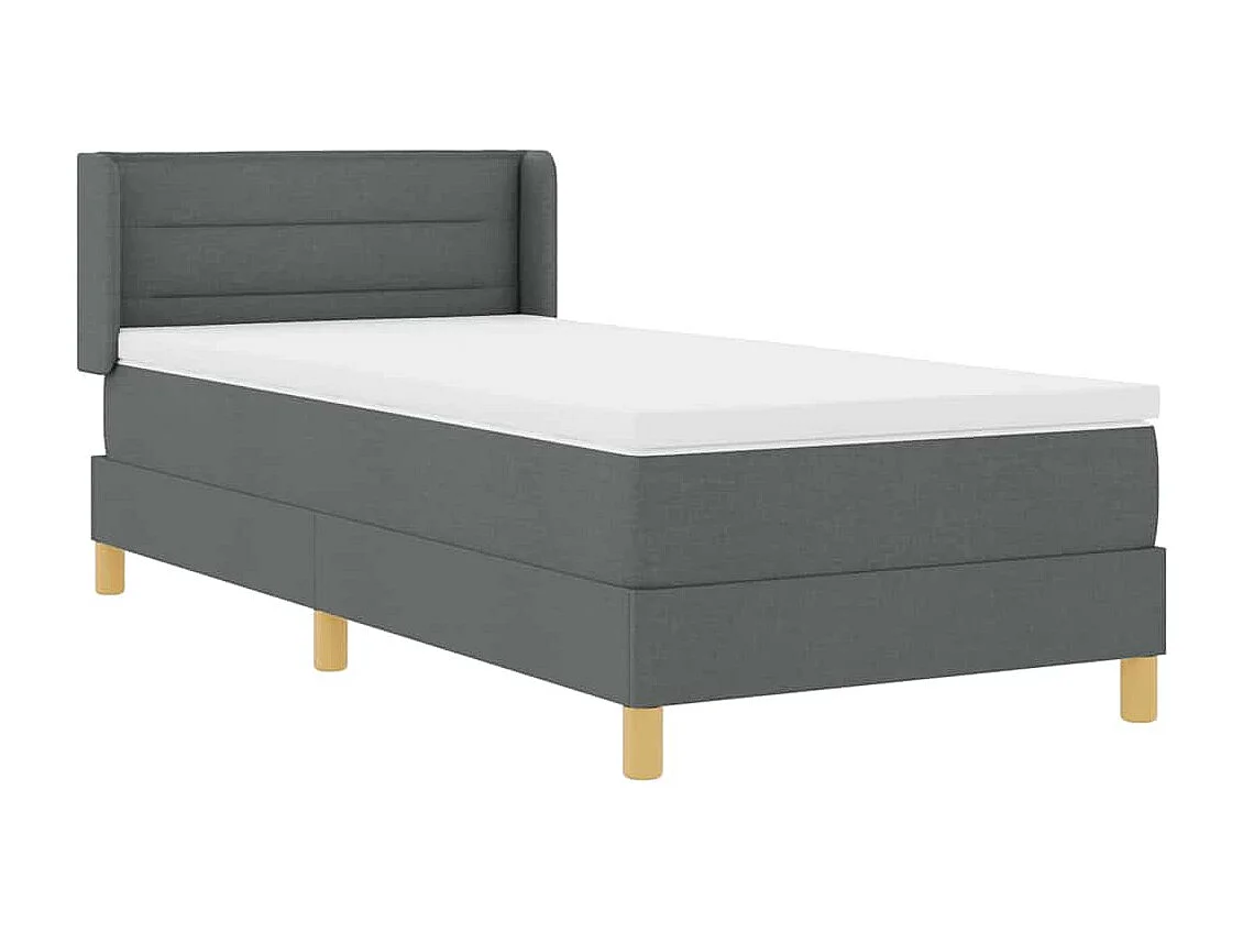 Cadre de lit avec matelas Gris foncé 100 x 200 cm tissu