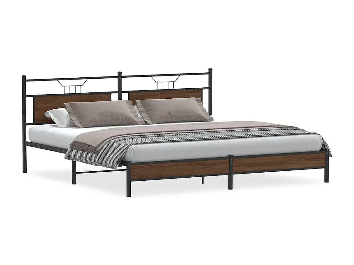 Estructura de cama sin colchón metal roble marrón 200x200 cm
