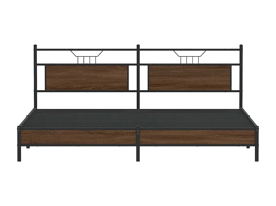 Estructura de cama sin colchón metal roble marrón 200x200 cm