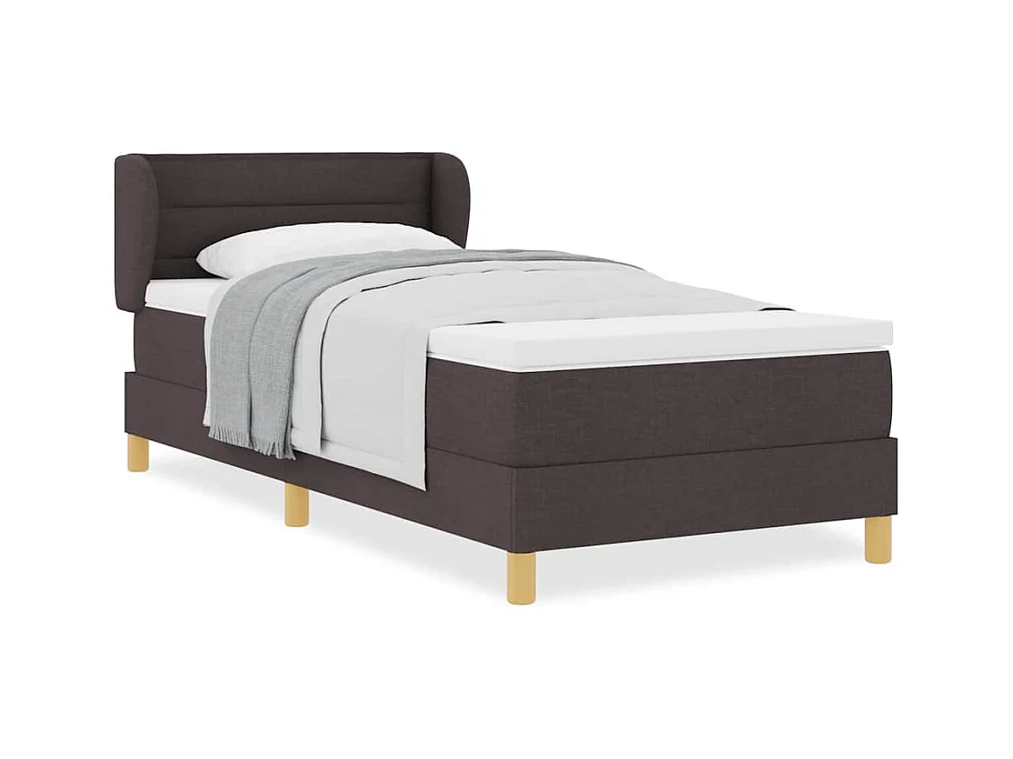 Cadre de lit avec Matelas Crème 90x200 cm Tissu Marron foncé