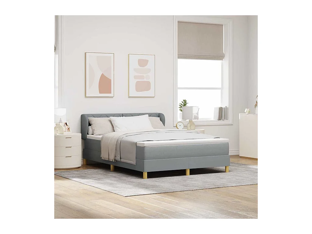 Boxspringbed met Matras Crème 90x200 cm Stof Lichtgrijs