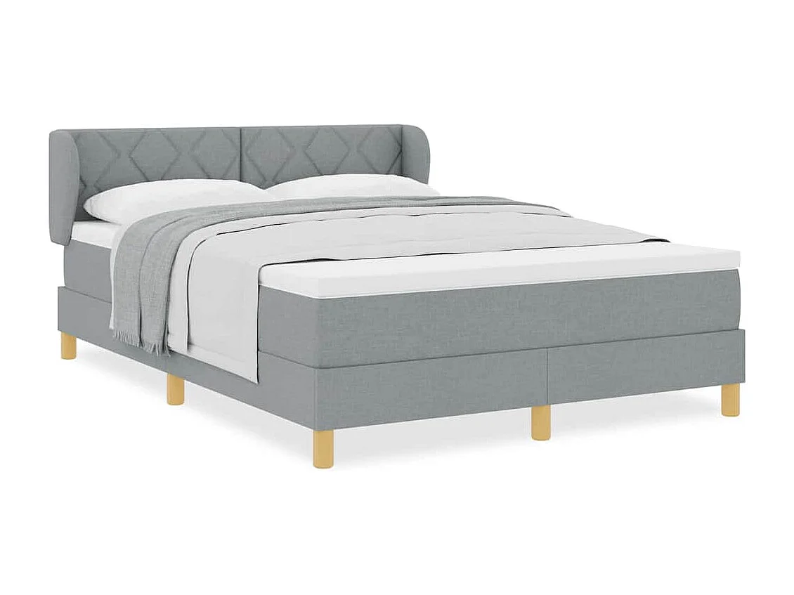 Cadre de lit avec Matelas Crème 90x200 cm Tissu Gris clair
