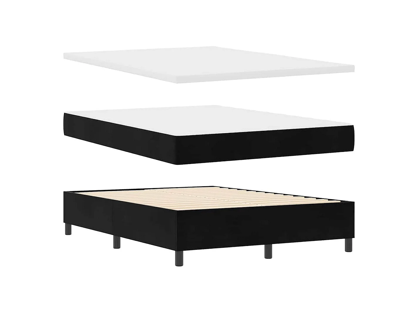 Cadre de lit avec matelas Noir 140 x 200 cm Velours
