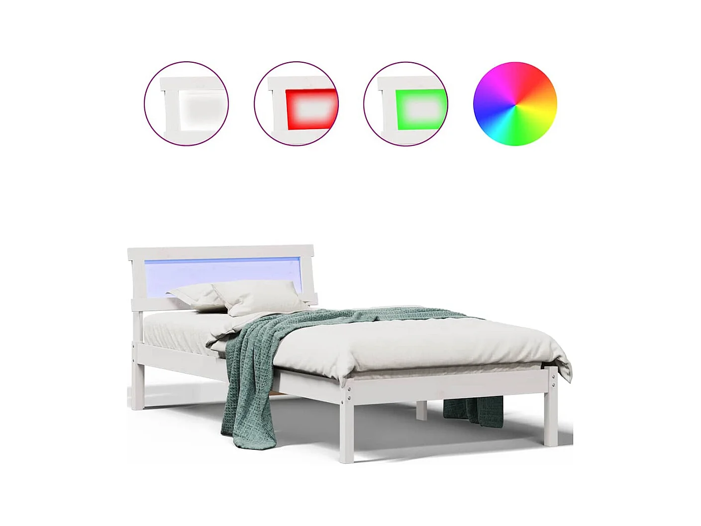 Cadre de lit Blanc 90 x 200 cm Bois massif en pin