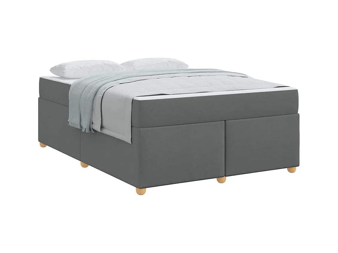 Cadre de lit avec matelas Gris foncé 160 x 200 cm tissu