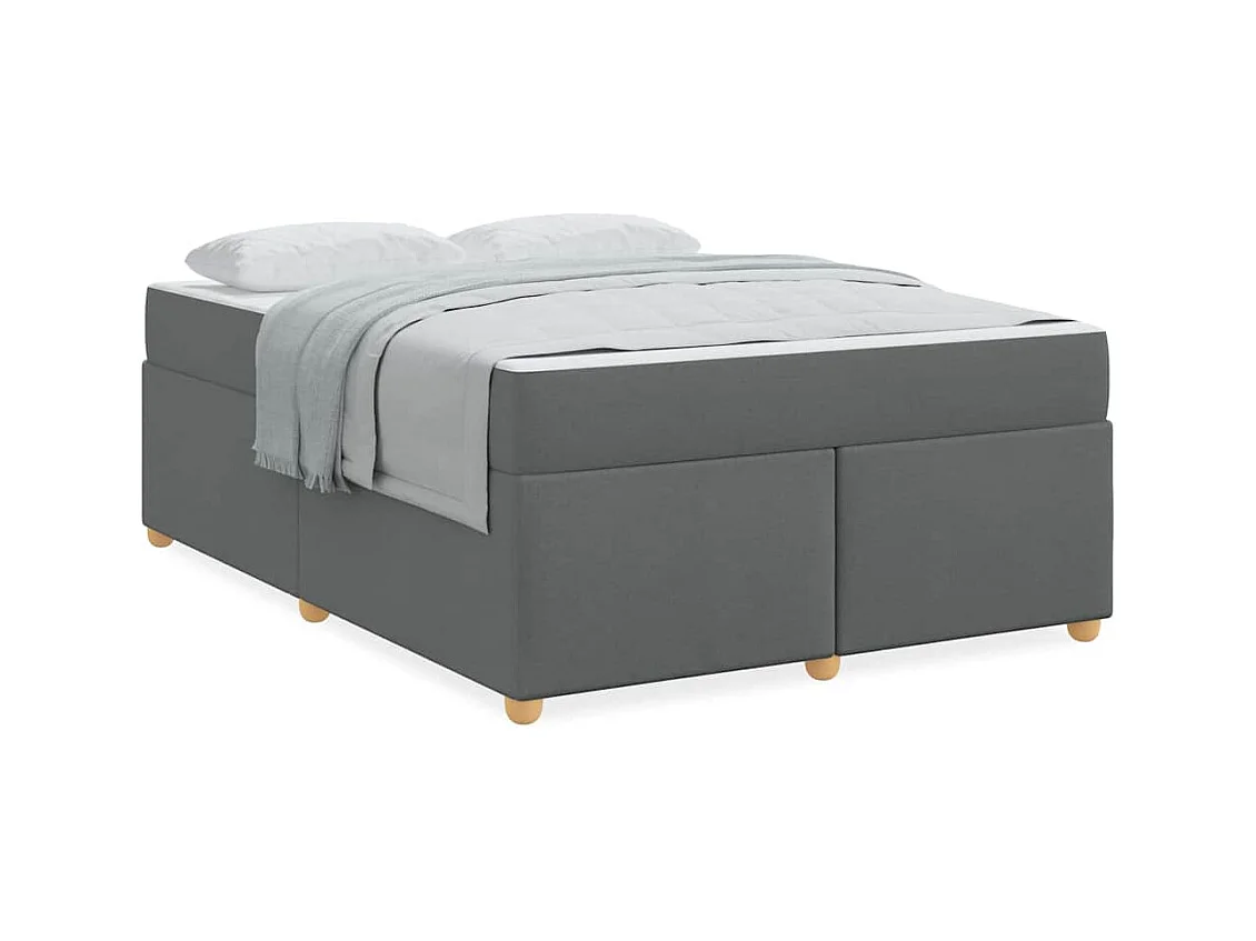 Cadre de lit avec matelas Gris foncé 160 x 200 cm tissu