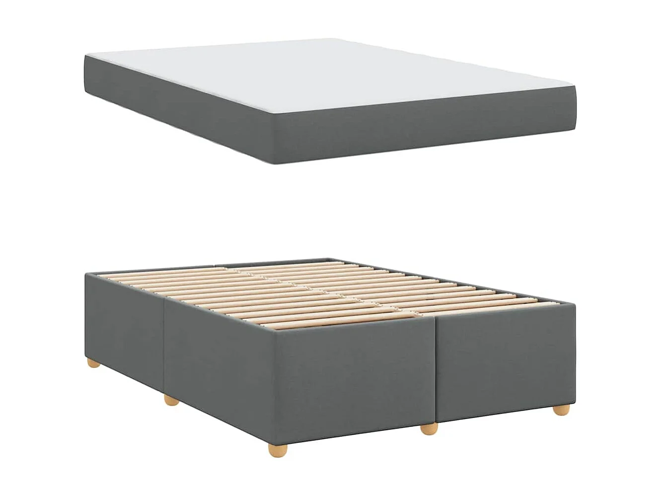 Cadre de lit avec matelas Gris foncé 160 x 200 cm tissu