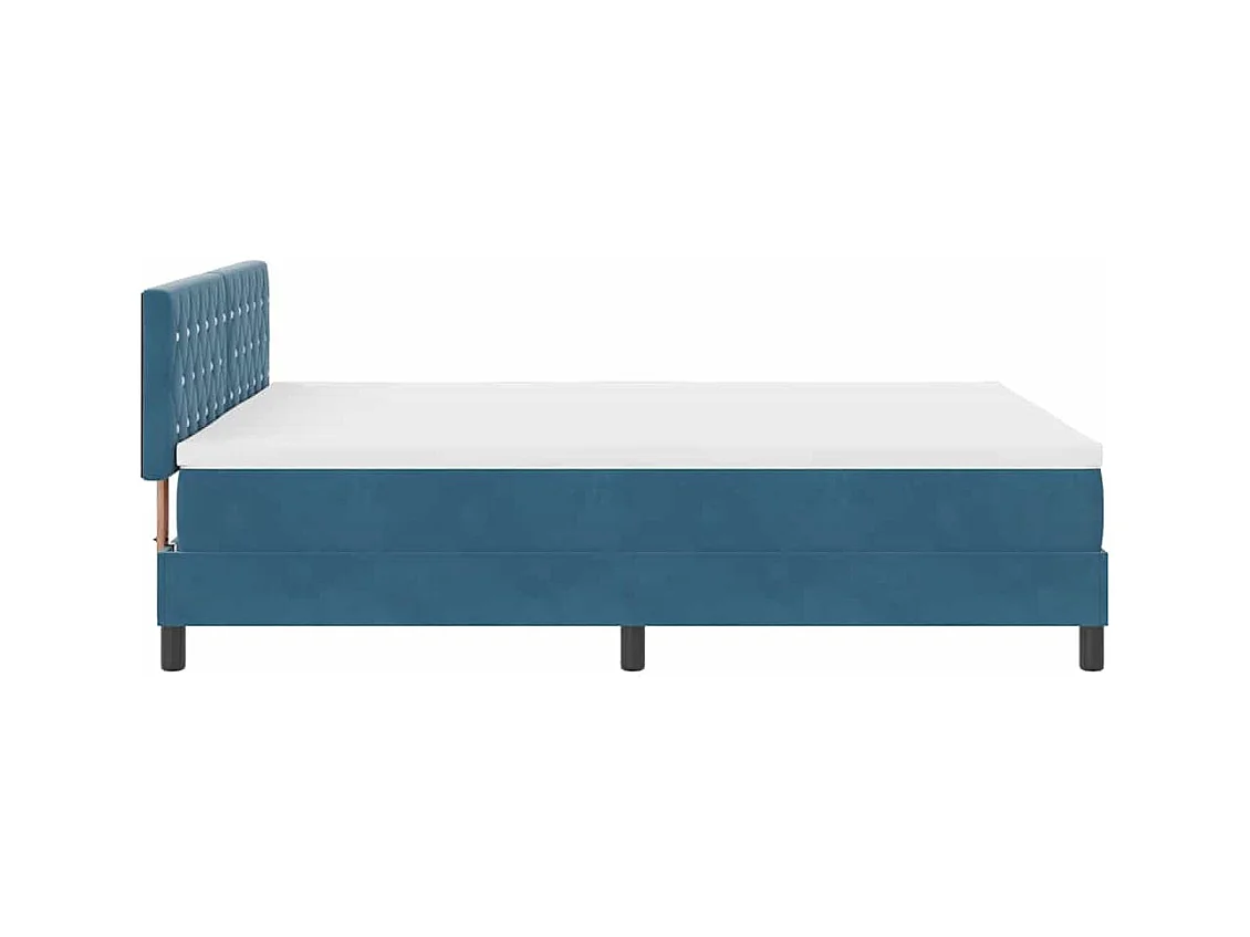 Cadre de lit avec matelas Bleu foncé 160 x 200 cm tissu