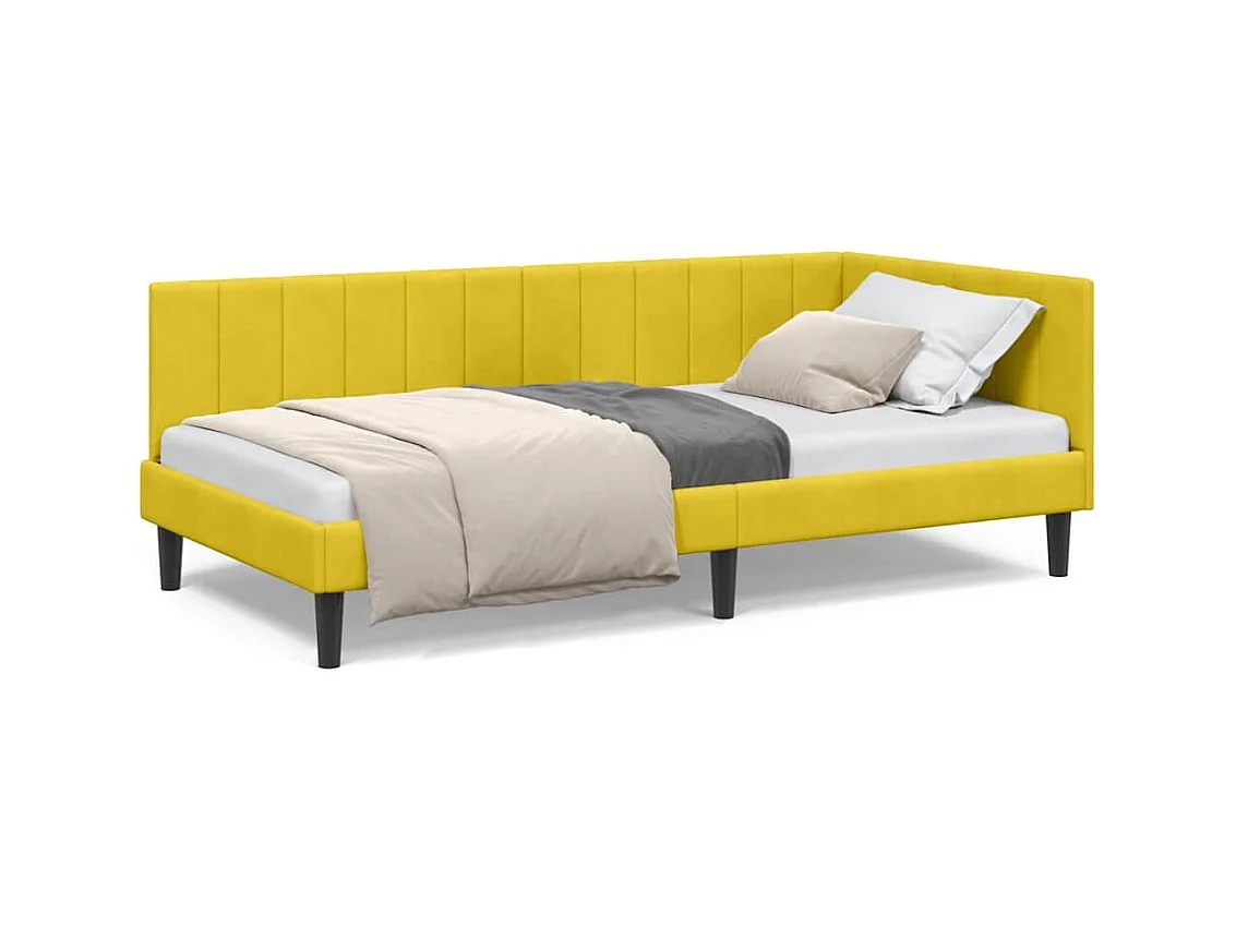 Cadre de lit d'angle Jaune 100 x 200 cm Velours