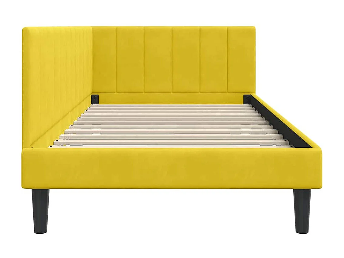 Cadre de lit d'angle Jaune 100 x 200 cm Velours