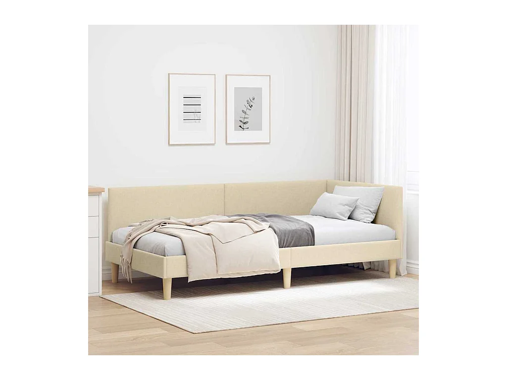 Anders met hoofdeinde Crème 90 x 200 cm Stof en Engineered Hout