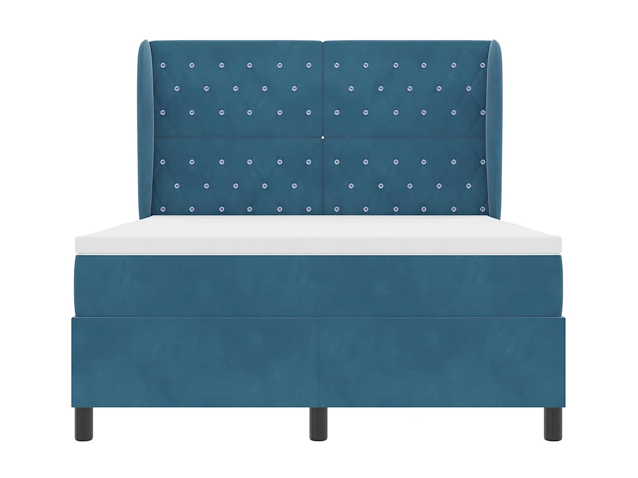 Cadre de lit avec matelas Bleu foncé 140 x 200 cm Velours