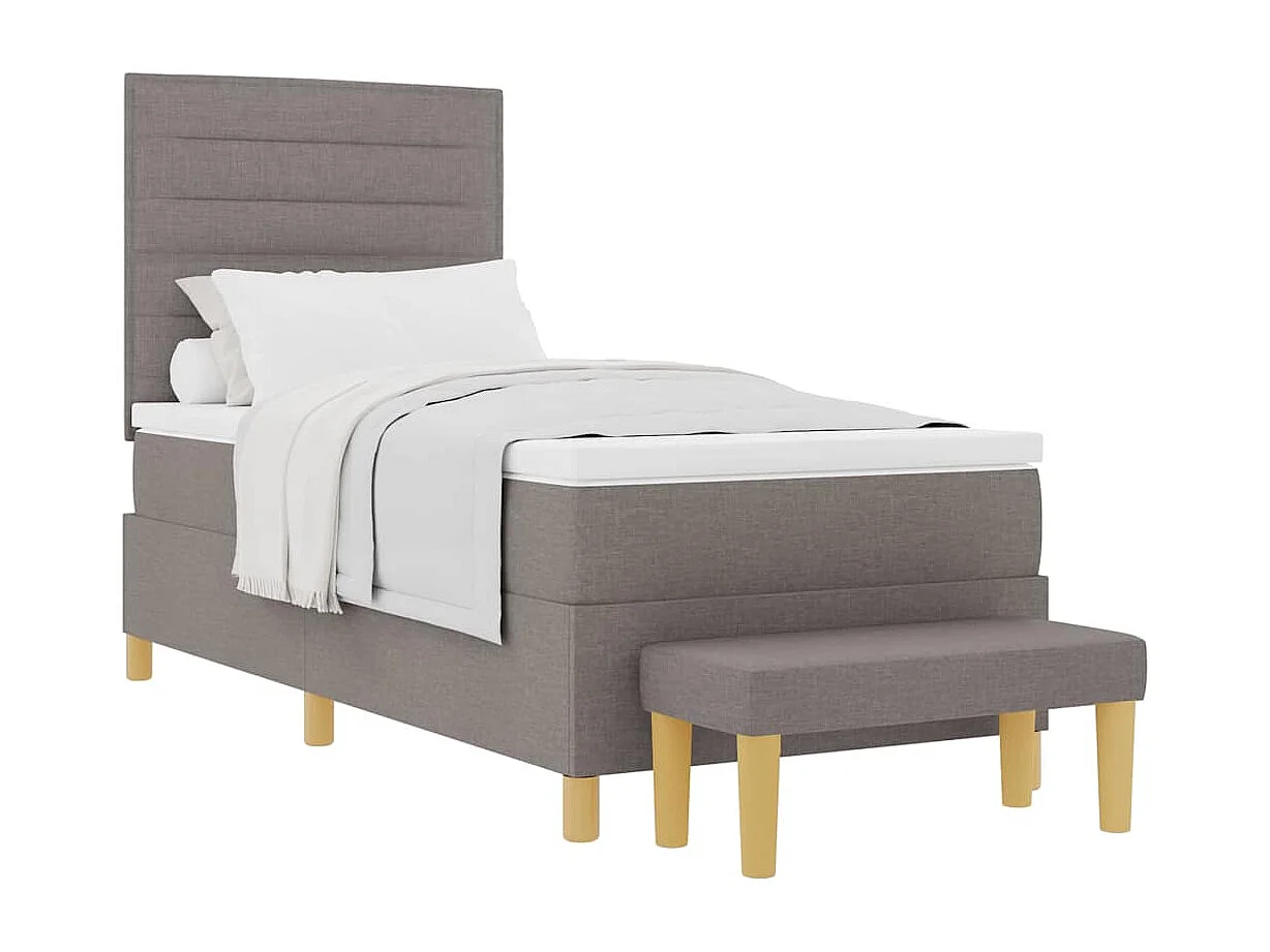 Cadre de lit avec matelas Taupe 100 x 200 cm tissu