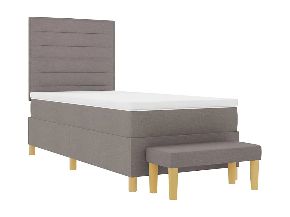 Cadre de lit avec matelas Taupe 100 x 200 cm tissu