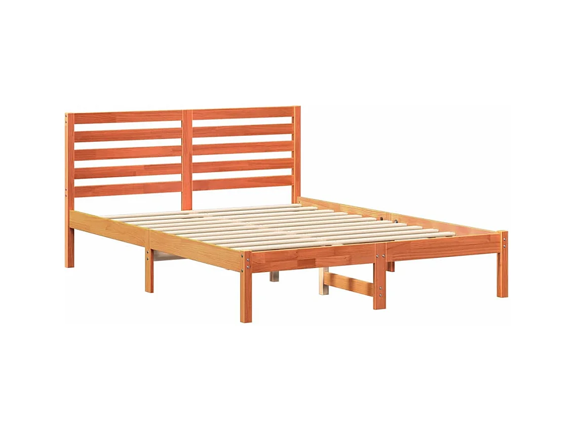 Cadre de lit Marron cire 135 x 190 cm Bois massif en pin