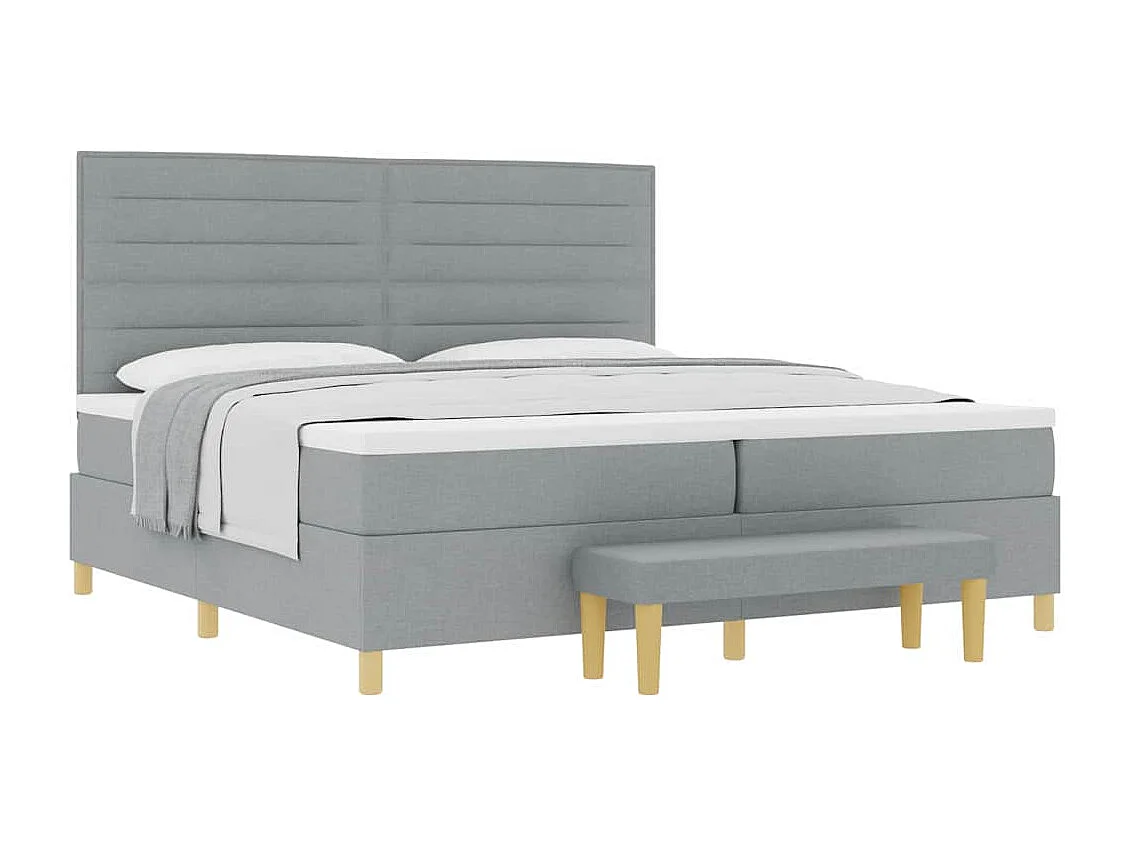 Cadre de lit avec matelas Gris clair 200 x 200 cm tissu