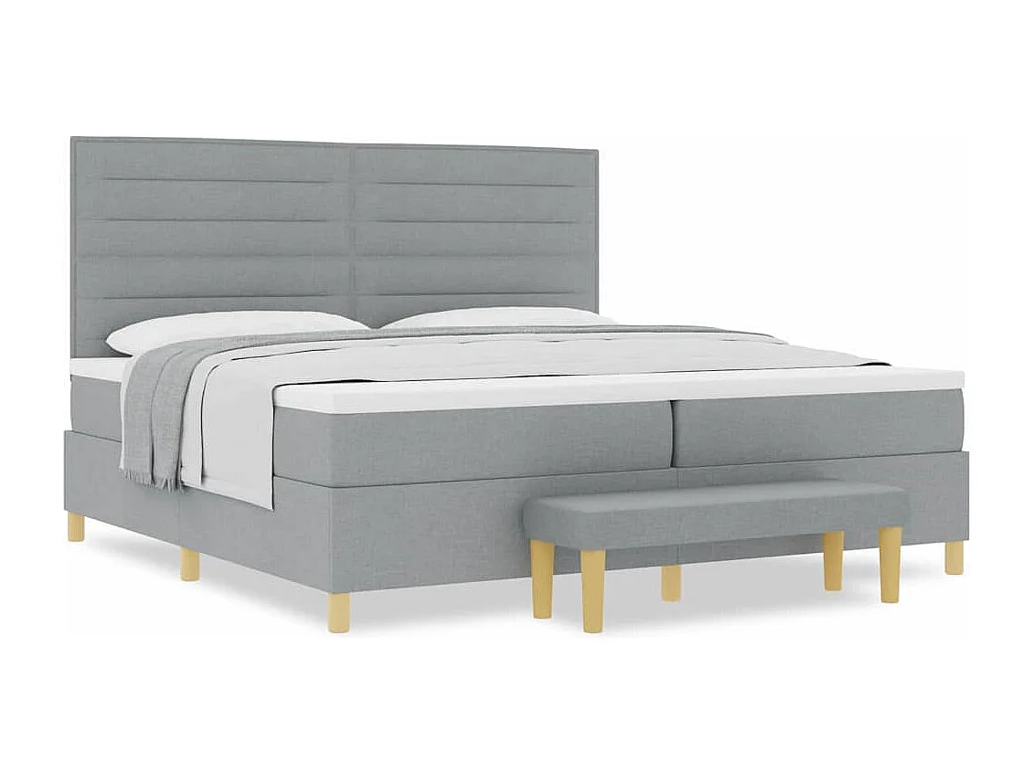 Cadre de lit avec matelas Gris clair 200 x 200 cm tissu