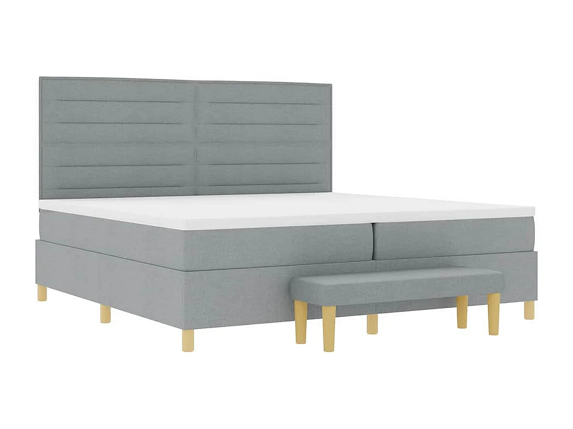 Cadre de lit avec matelas Gris clair 200 x 200 cm tissu