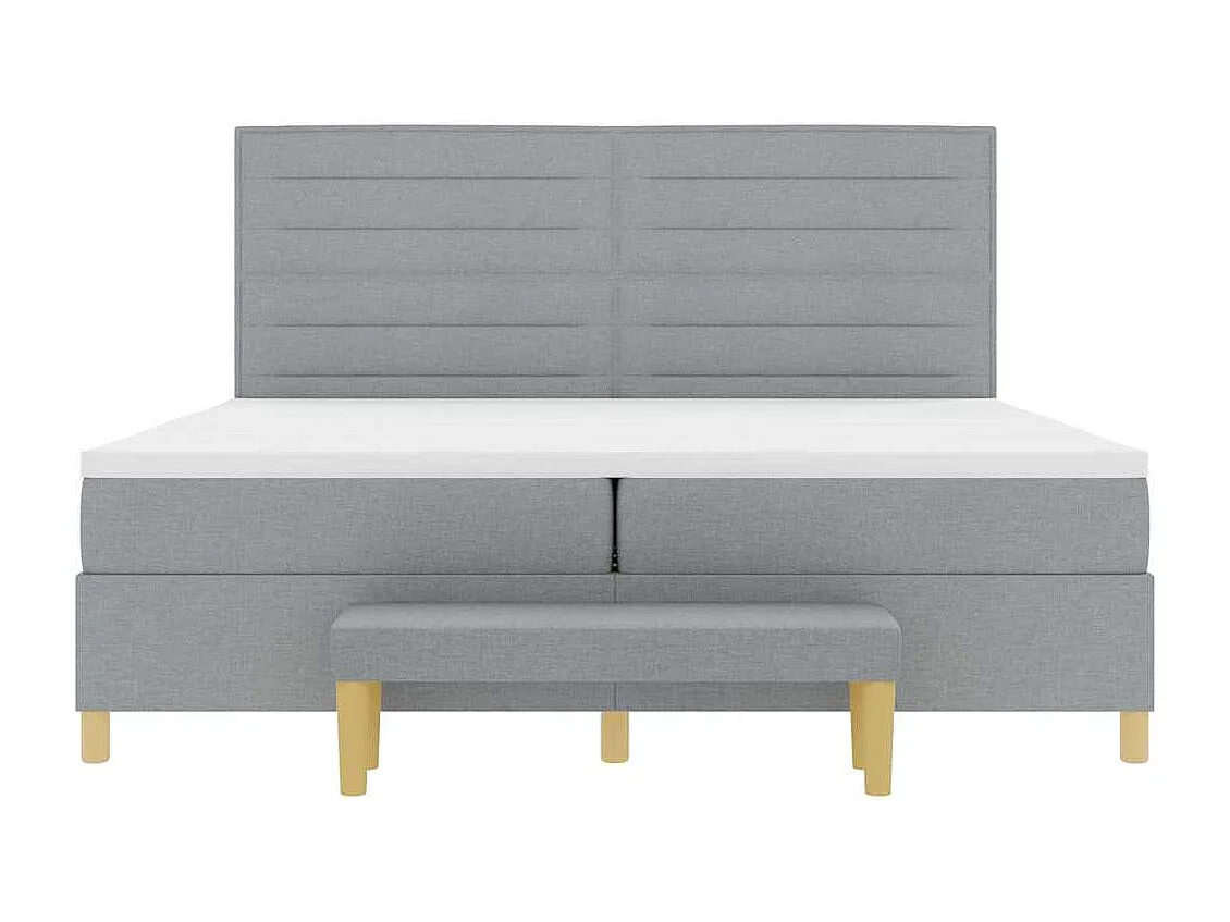 Cadre de lit avec matelas Gris clair 200 x 200 cm tissu