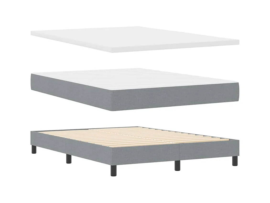 Cadre de lit avec matelas Gris clair 140 x 190 cm tissu