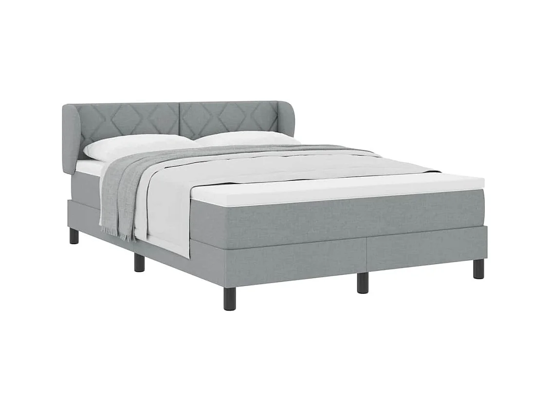 Cadre de lit avec matelas Gris clair 140 x 190 cm tissu