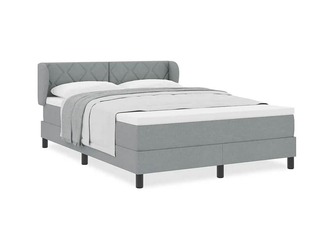 Cadre de lit avec matelas Gris clair 140 x 190 cm tissu