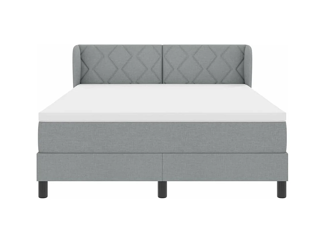 Cadre de lit avec matelas Gris clair 140 x 190 cm tissu