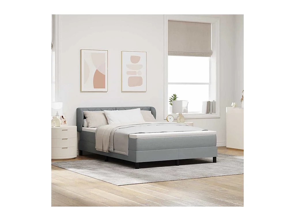 Cadre de lit avec matelas Gris clair 140 x 190 cm tissu