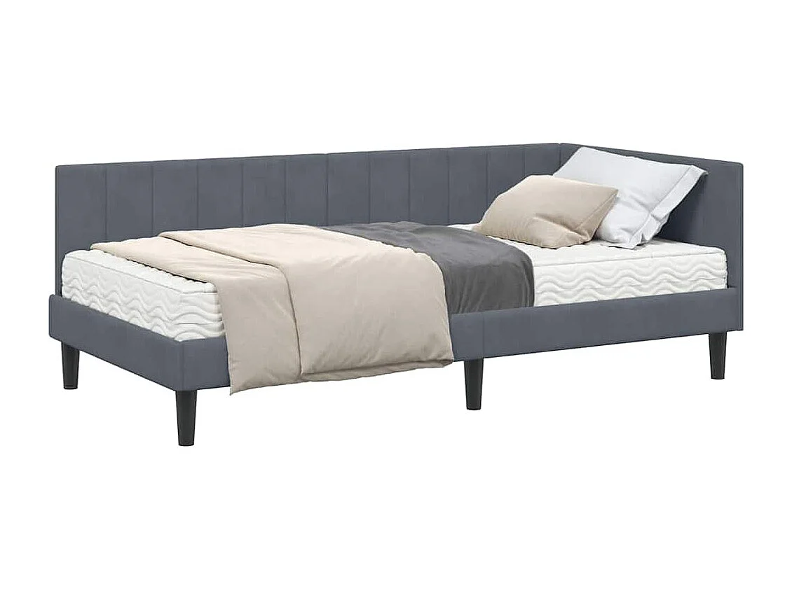 Estructura de cama en esquina Gris oscuro 90 x 200 cm