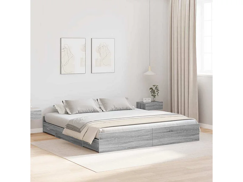 Cadre de lit avec rangement Sonoma gris 200 x 200 cm