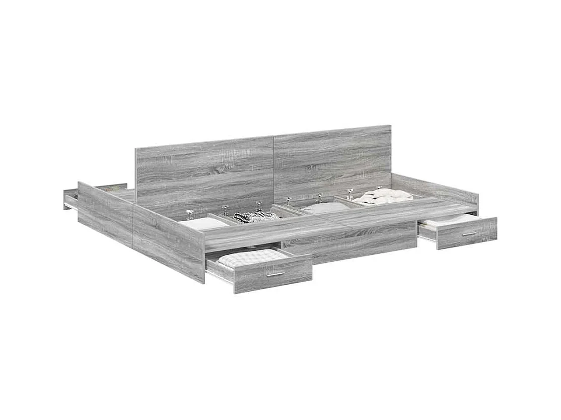 Cadre de lit avec rangement Sonoma gris 200 x 200 cm