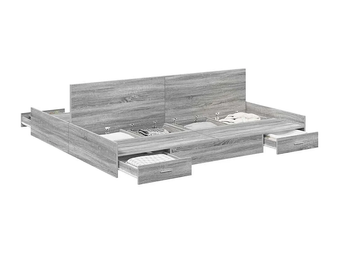 Estrado de cama com arrumação Sonoma cinzento 200 x 200 cm